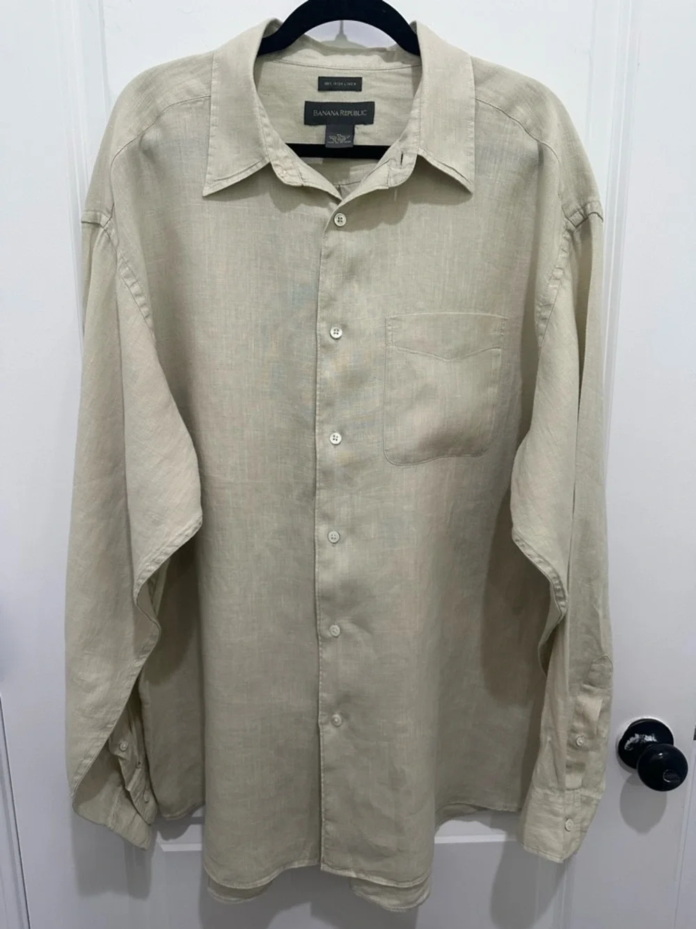 Banana Republic Men's Beige 100% Irish Linen Button-Up Shirt SZ XL